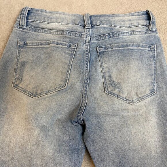 KanCan Woman's jeans 5/26 Distressed Light Wash Denim Skinny w/ Frayed Hem - Picture 11 of 14
